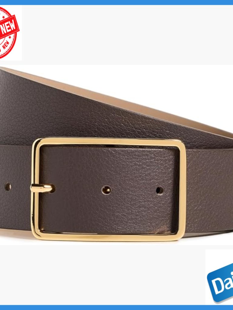 Genuine Leather Belt With Gold Hardware, Size Large, 1.5 Inch Width